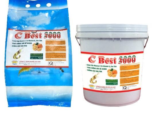 C BEST - 3000: Cung cấp vitamin C và vitamin D3 cho tôm, chống sốc, tăng đề kháng