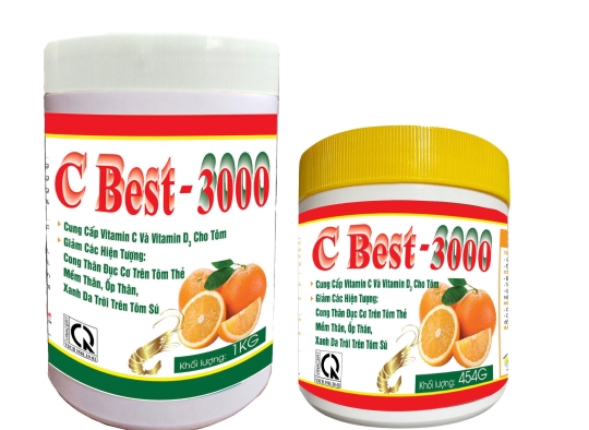 C BEST - 3000: Cung cấp vitamin C và vitamin D3 cho tôm, giúp lột xác đồng loạt,...