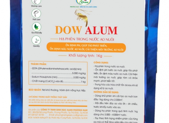DOW ALUM: Khử phèn trong ao nuôi, ổng định pH, màu nước, cải thiện môi trường
