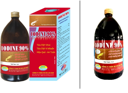 IODINE 9.0 %: Chai thủy tinh_Diệt khuẩn mạnh, sát trùng nhanh, an toàn cho tôm