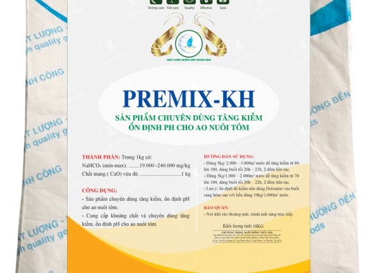 PREMIX-KH: Chuyên dùng cho tăng kiềm, ổn định pH ao nuôi