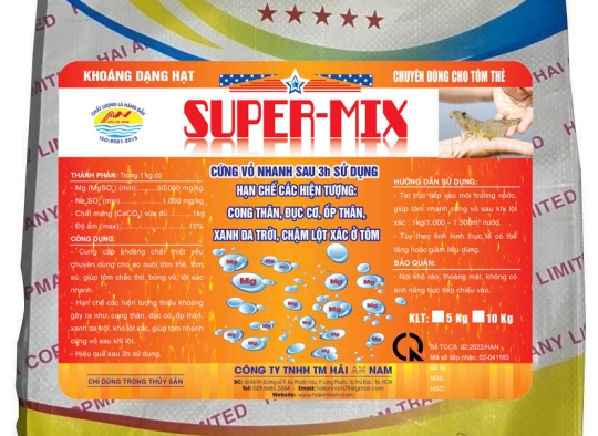 SUPER - MIX: Dạng hạt_ Khoáng tạt thế hệ mới chuyên dùng cho tôm thẻ, phòng cong thân,..