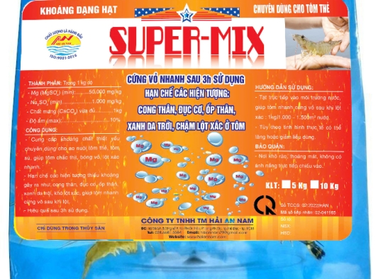 SUPER - MIX: Dạng hạt_ Khoáng tạt thế hệ mới chuyên dùng cho tôm thẻ, phòng cong thân,..