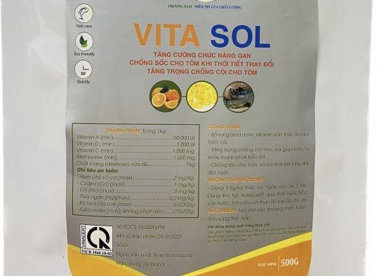VITA SOL: Hỗ trợ chức năng gan, bổ sung acid amin, vitamin giúp tôm khỏe